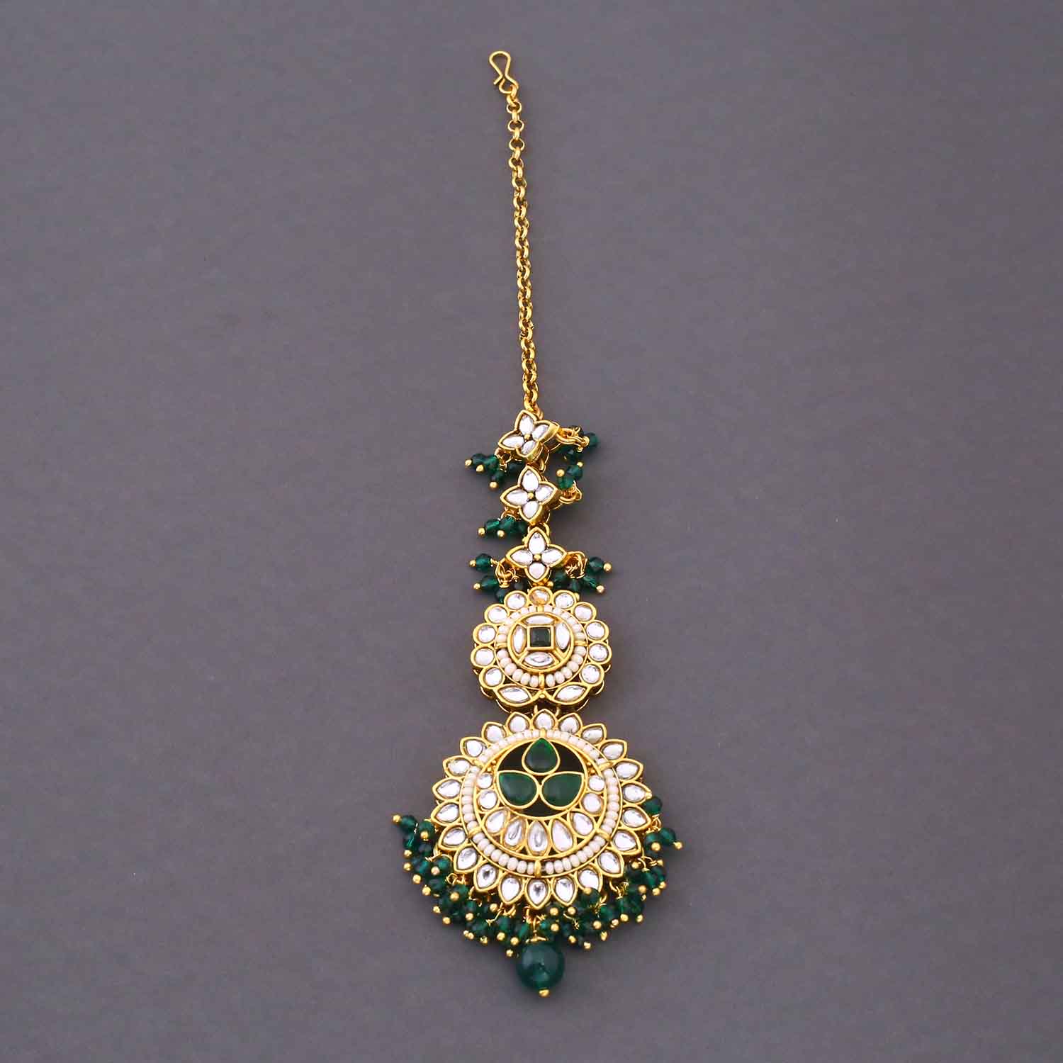 Emerald Tarini Kundan Bridal Jewellery Set - Image 6