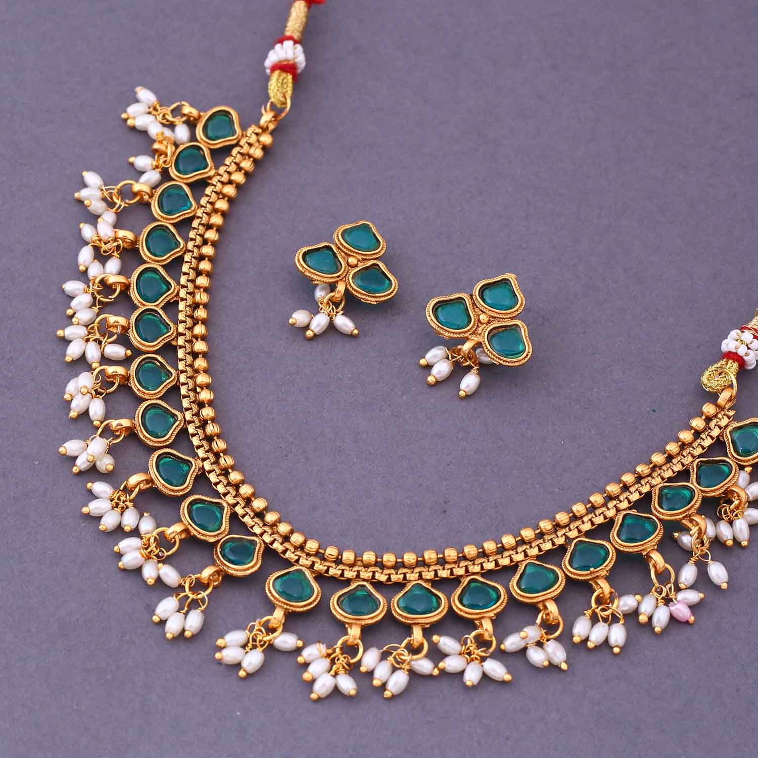 Emerald Tejpreet Antique Jewellery Set - New Arrival - Image 4