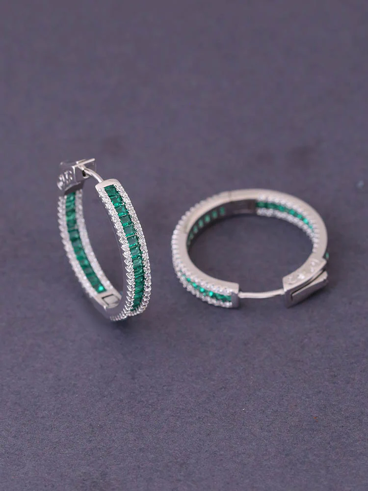 Emerald Tigger Zirconia Hoops - Image 3