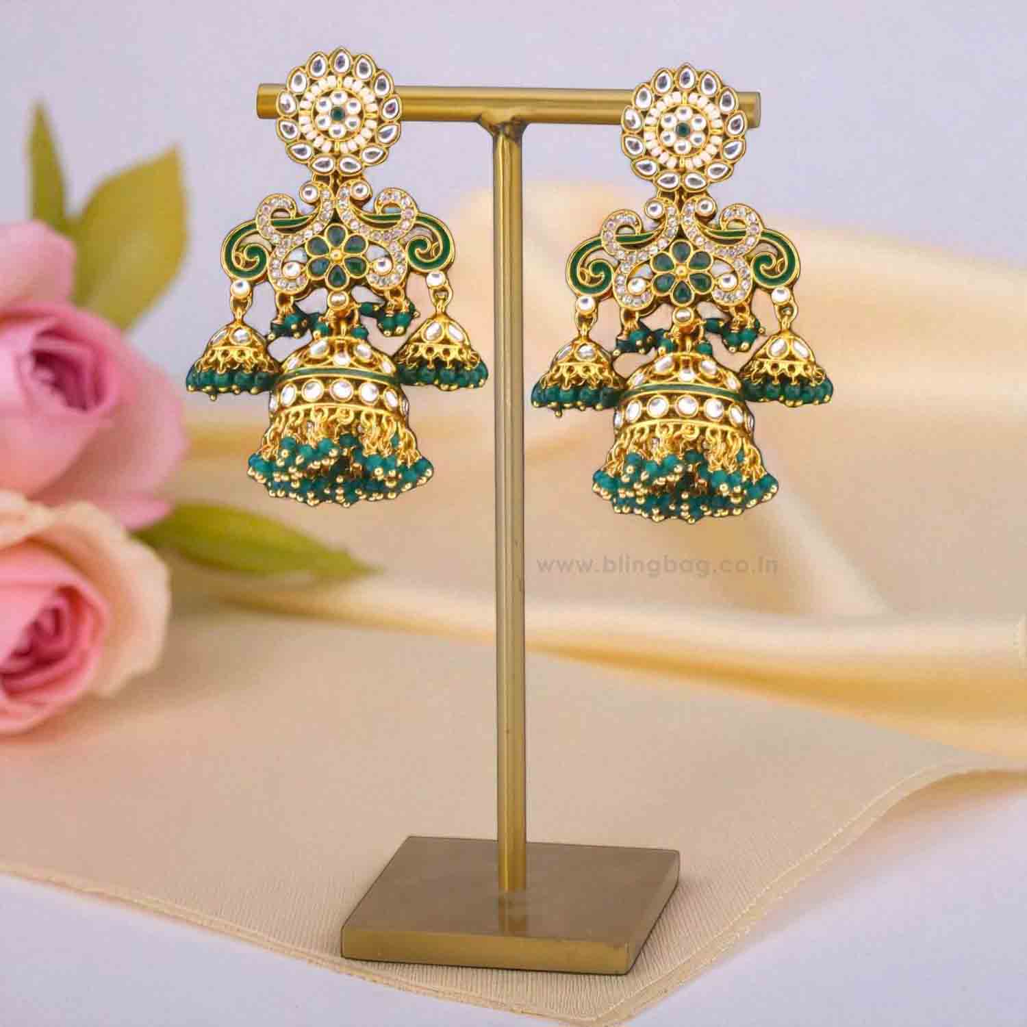Emerald Urvashi Jhumkis