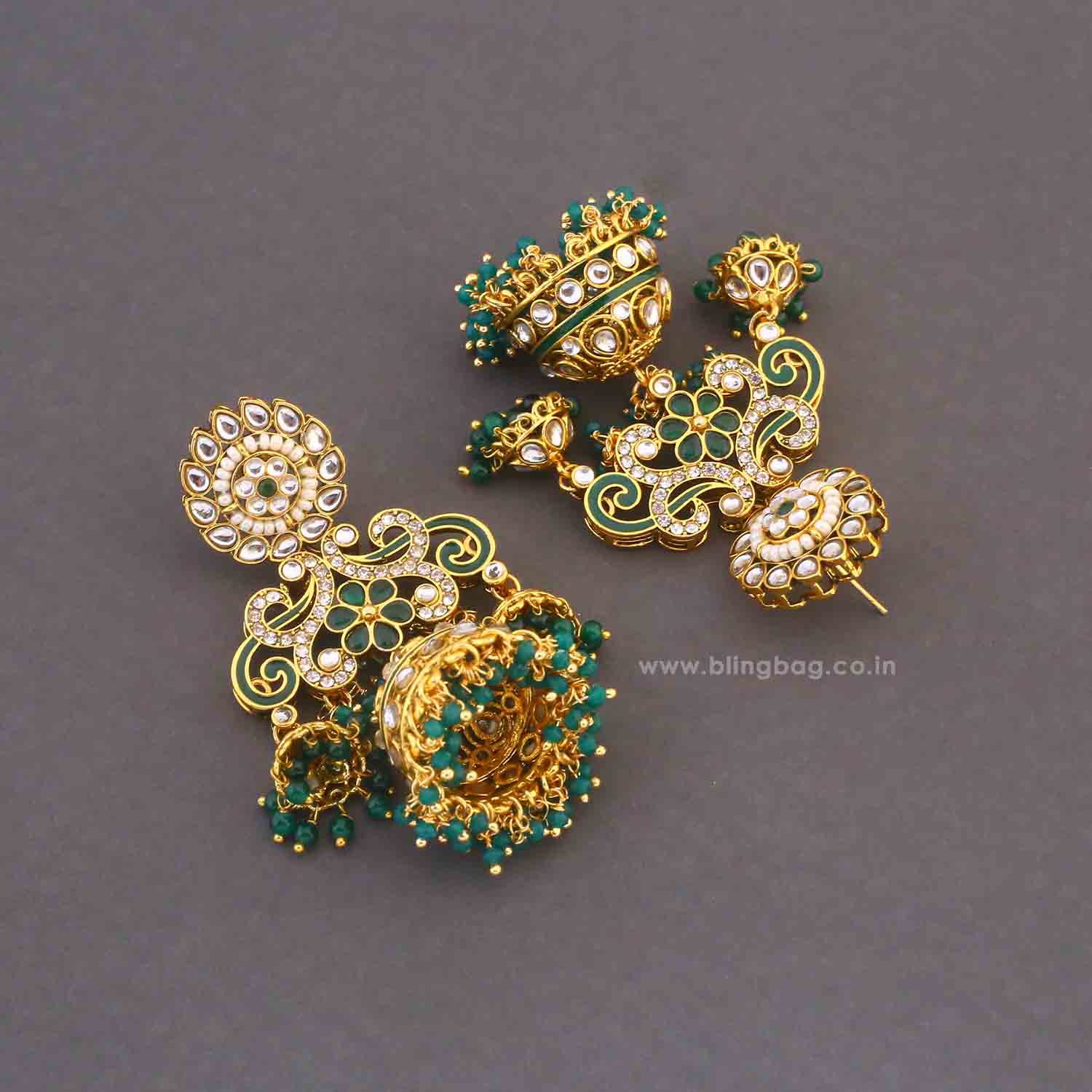 Emerald Urvashi Jhumkis - Image 3