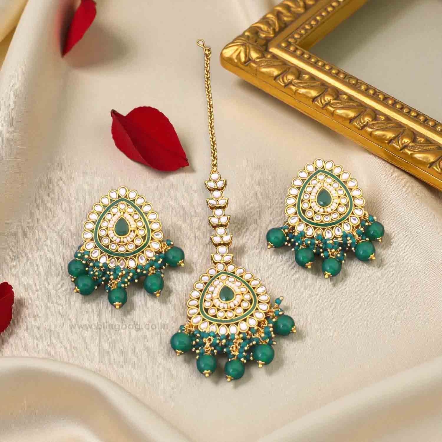 Emerald Vaidehi Maang Tikka - Image 2