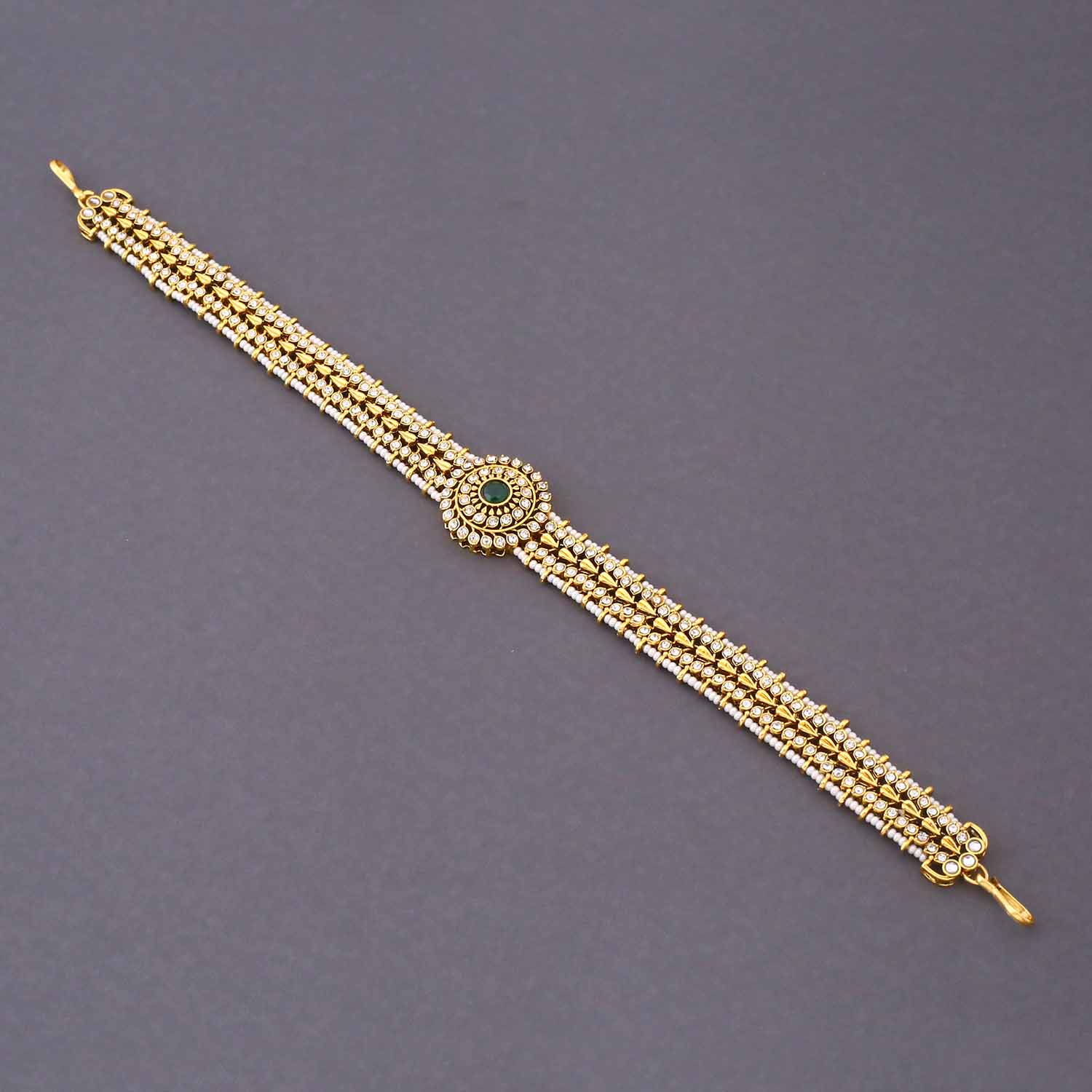 Emerald Varnika Kundan Bridal Jewellery Set - Image 6