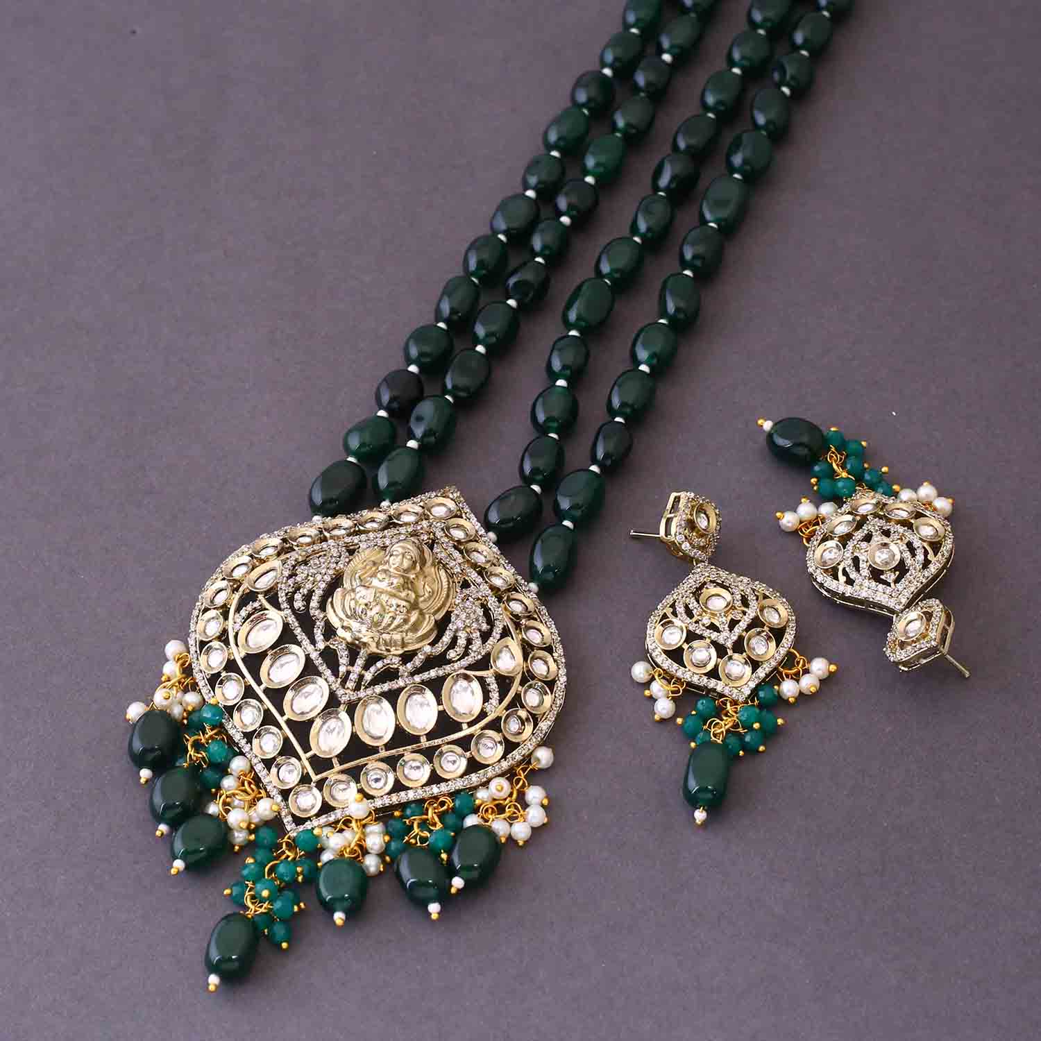 Emerald Vasudhara Temple Jewellery- New Arrival - Image 4