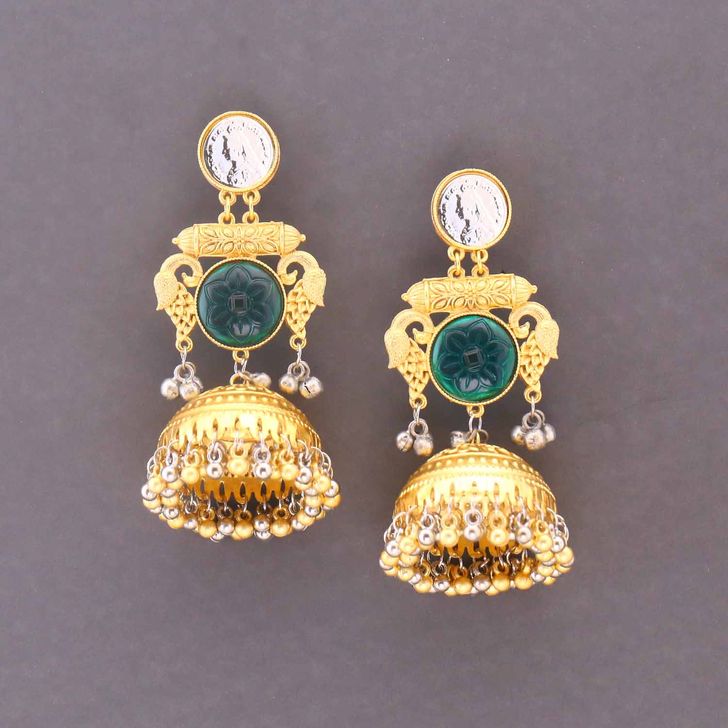 Emerald Vihaari Oxidised Jhumkis - Image 2