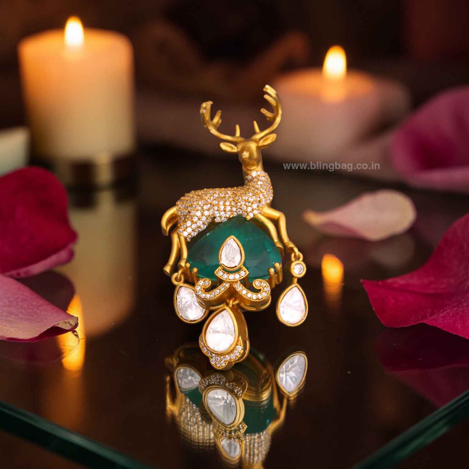 Emerald Vintage Deer Brooch - Image 2