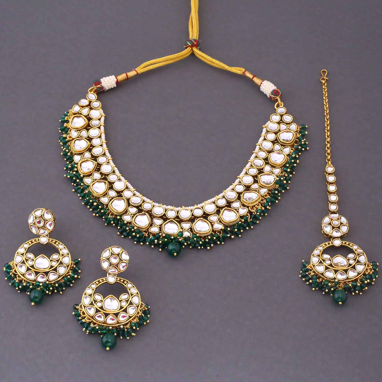 Emerald Vinitha Kundan Jewellery Set - Image 4