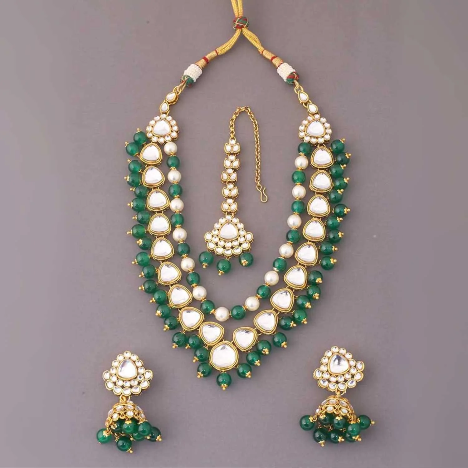 Emerald Virika Kundan Jewellery Set - Image 3
