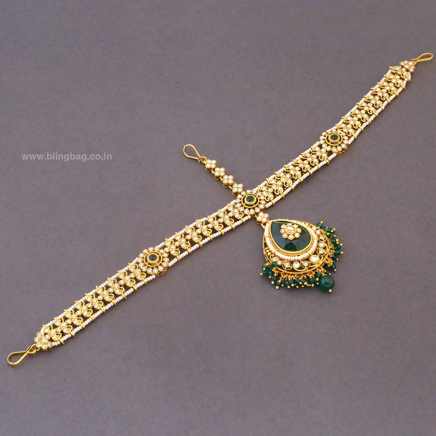 Emerald Vrishaliya Bridal Jewellery Set - Image 4