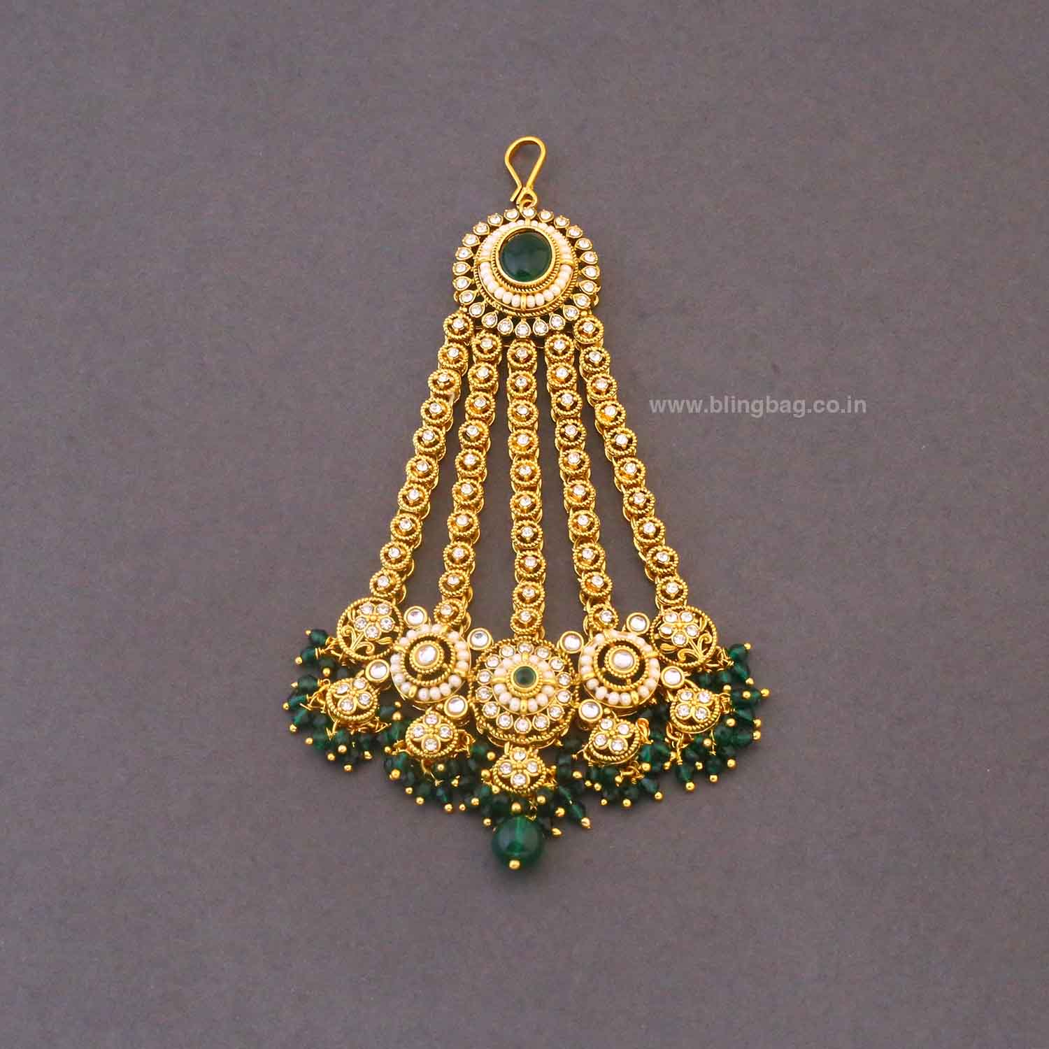 Emerald Vrishaliya Bridal Jewellery Set - Image 8