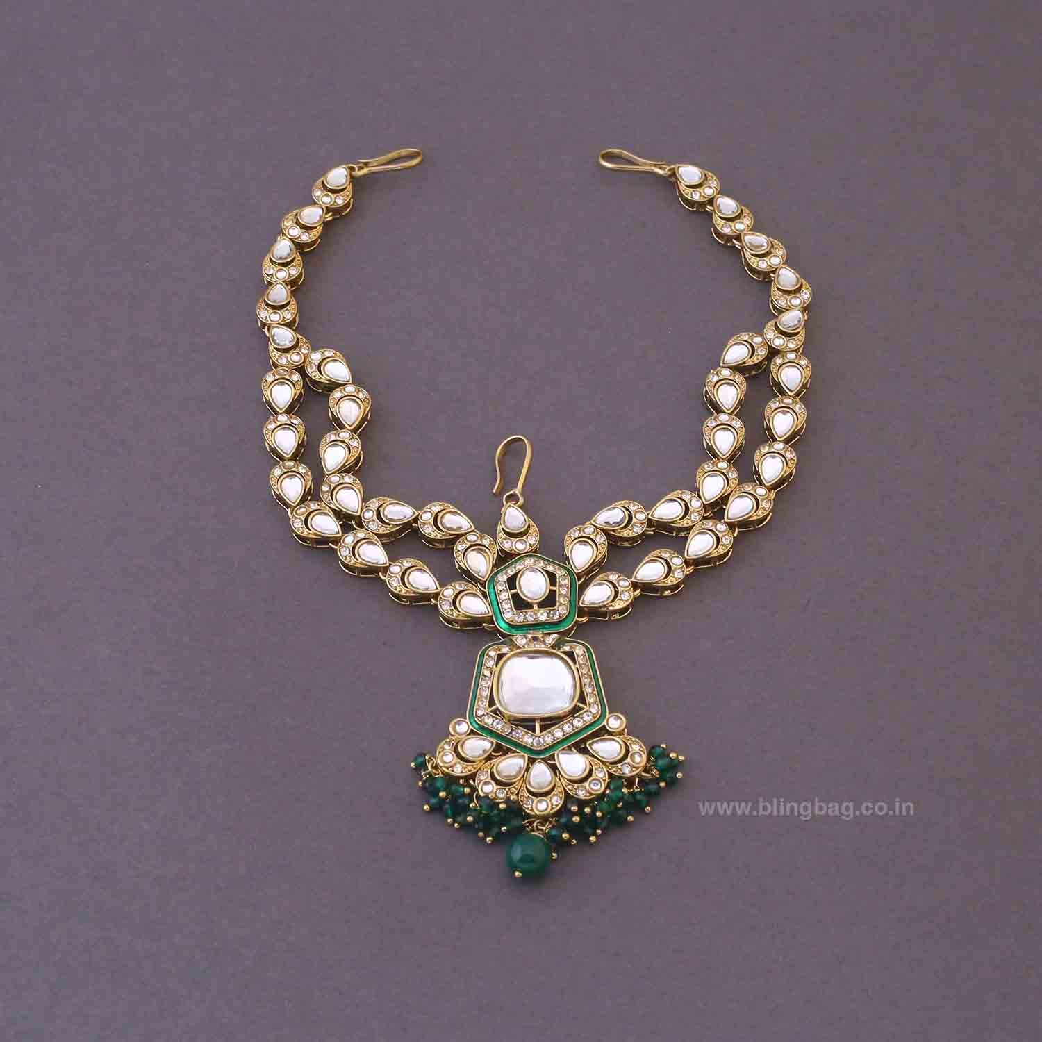 Emerald Yajna Bridal Jewellery Set - Image 4