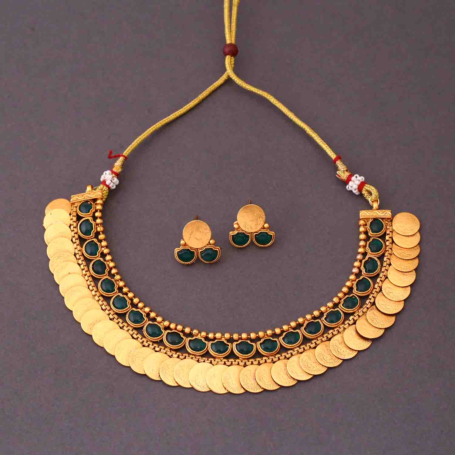 Golden Aanshi Antique Jewellery Set - New Arrival - Image 3
