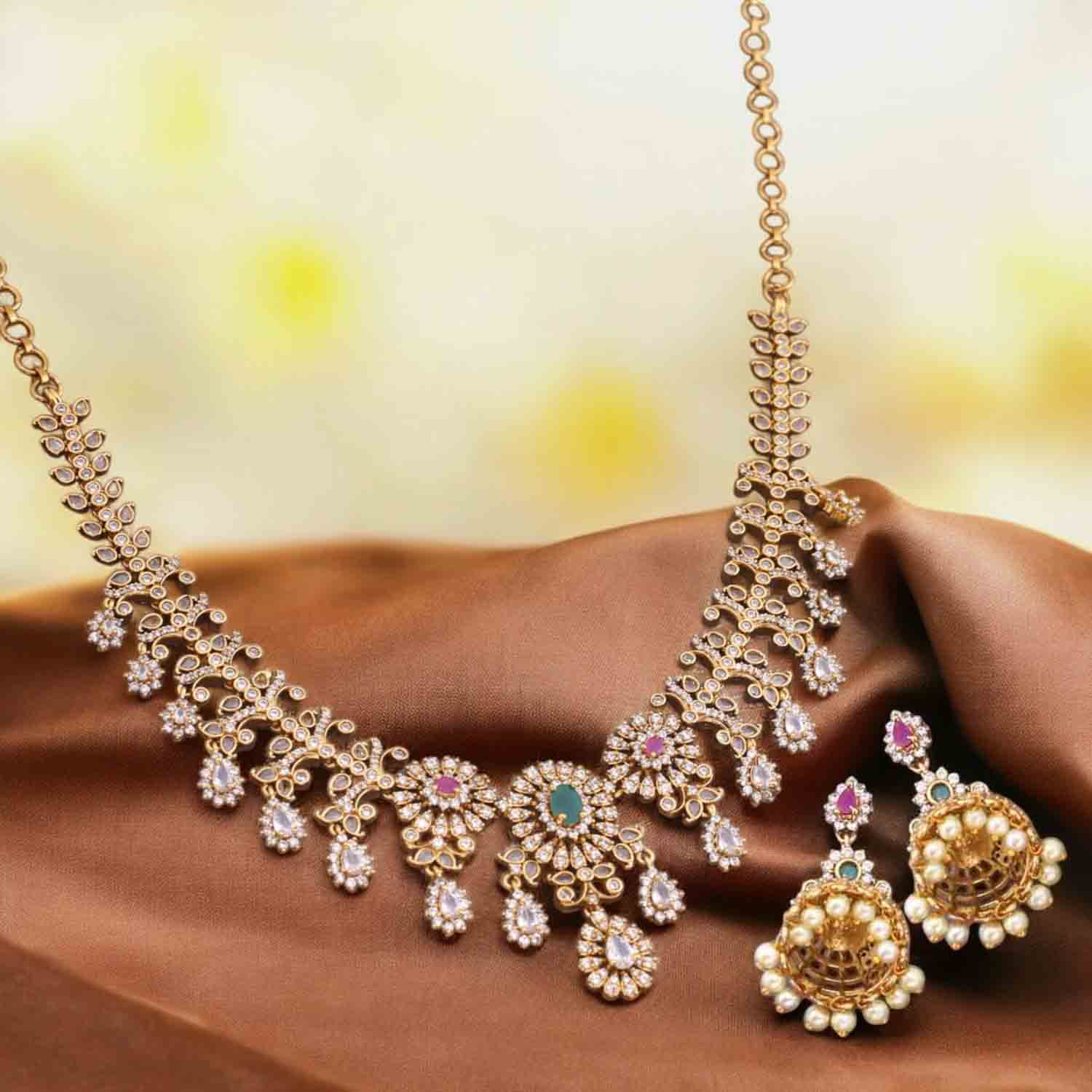 Golden Abhasa Antique Jewellery Set- New Arrival