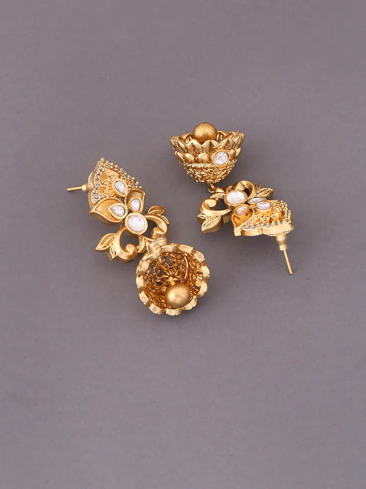 Golden Adhira Temple Jhumkis - Image 3
