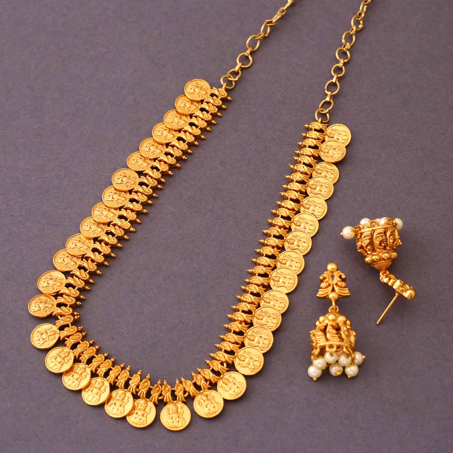Golden Ahana Temple Jewellery Set - New Arrival - Image 4