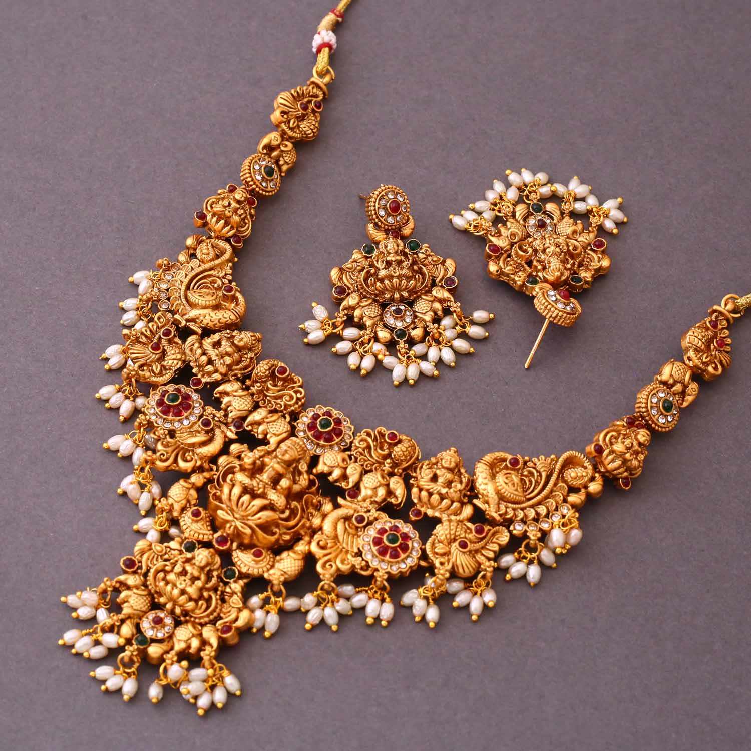 Golden Akhila Temple Jewellery Set - New Arrival - Image 4