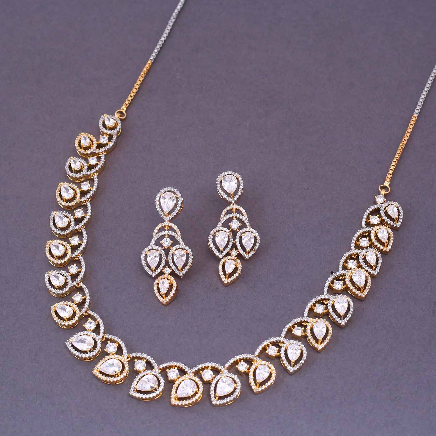 Golden Alisha Zirconia Jewellery Set - Image 4