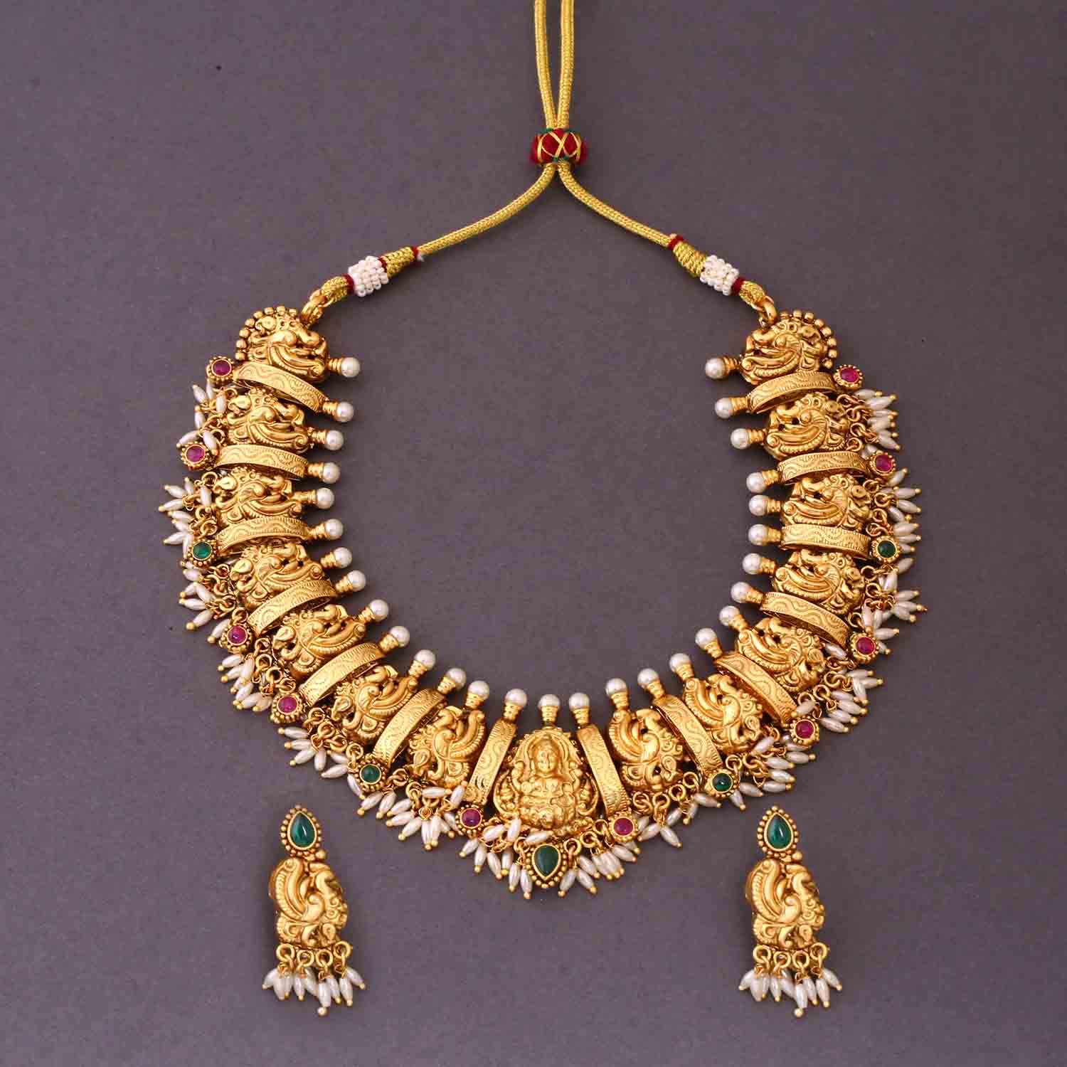 Golden Anagha Temple Jewellery Set - New Arrival - Image 4