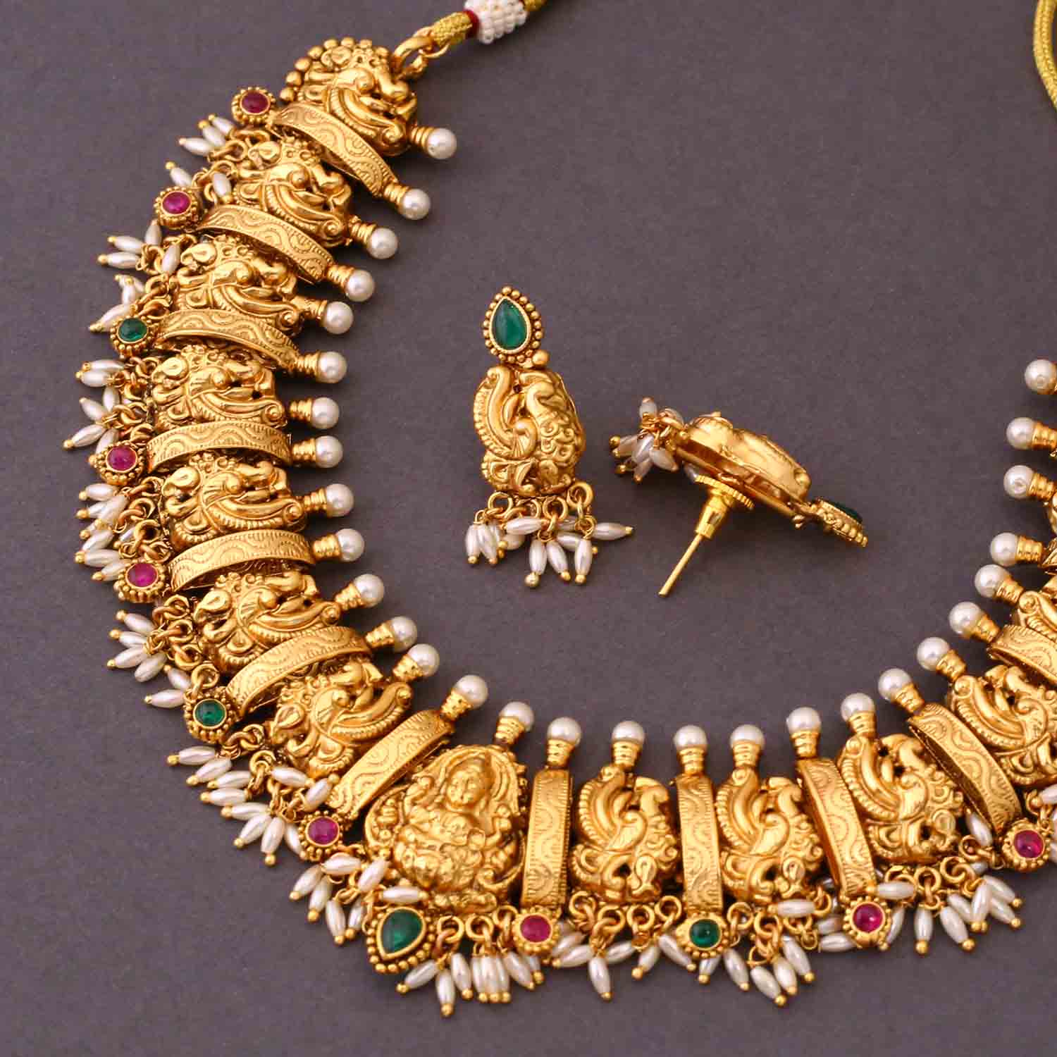 Golden Anagha Temple Jewellery Set - New Arrival - Image 5