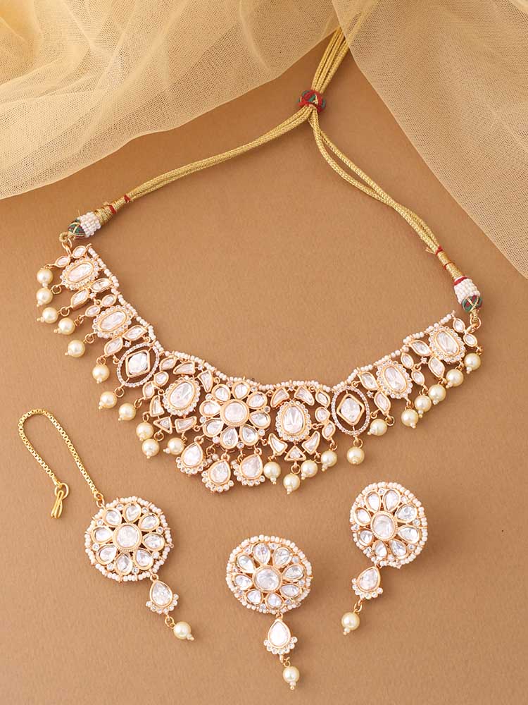 Golden Anita Kundan Jewellery Set - Image 2