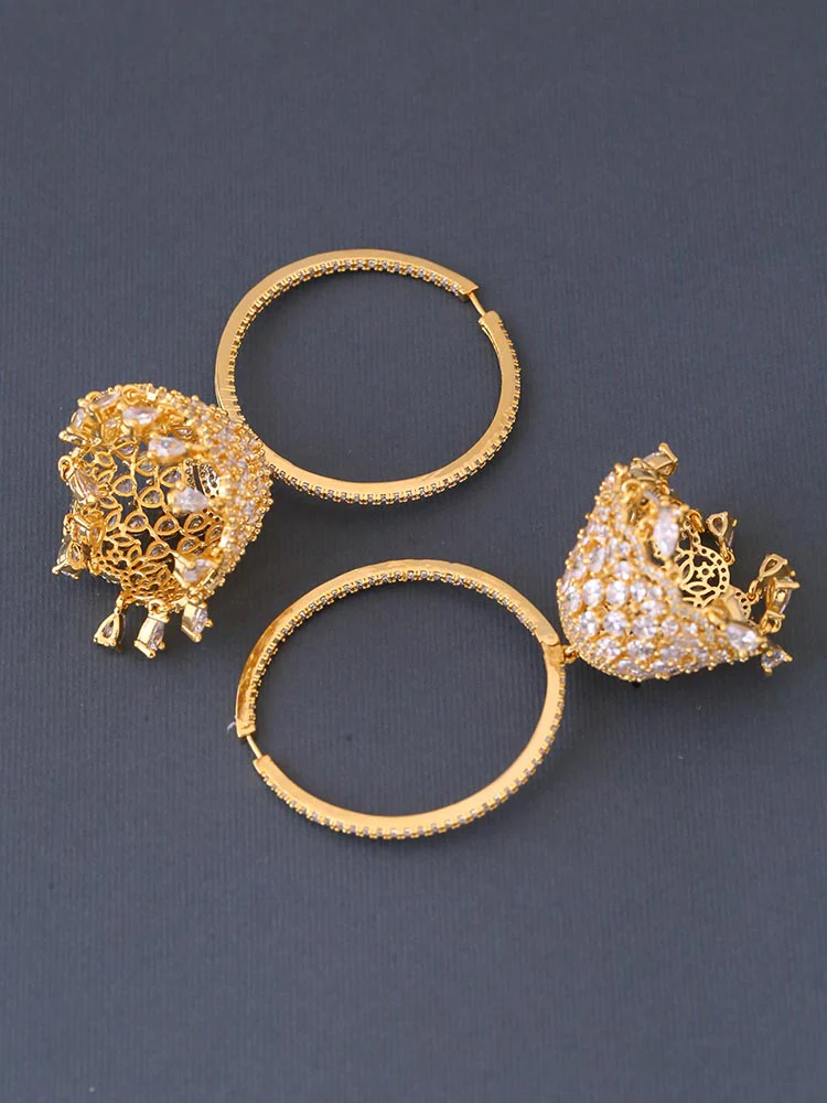 Golden Arlind Zirconia Jhumkis - Image 3