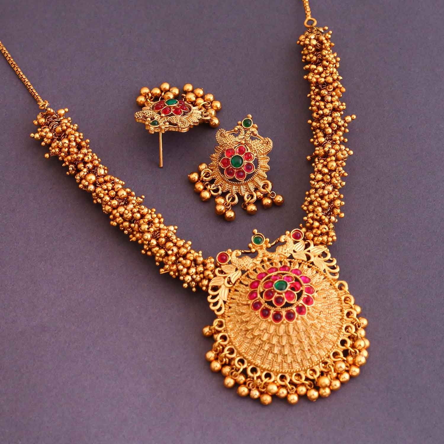 Golden Arunima Antique Jewellery Set - New Arrival - Image 4