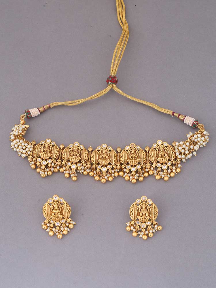 Golden Bagalamukhi Temple Jewellery Set - Image 3