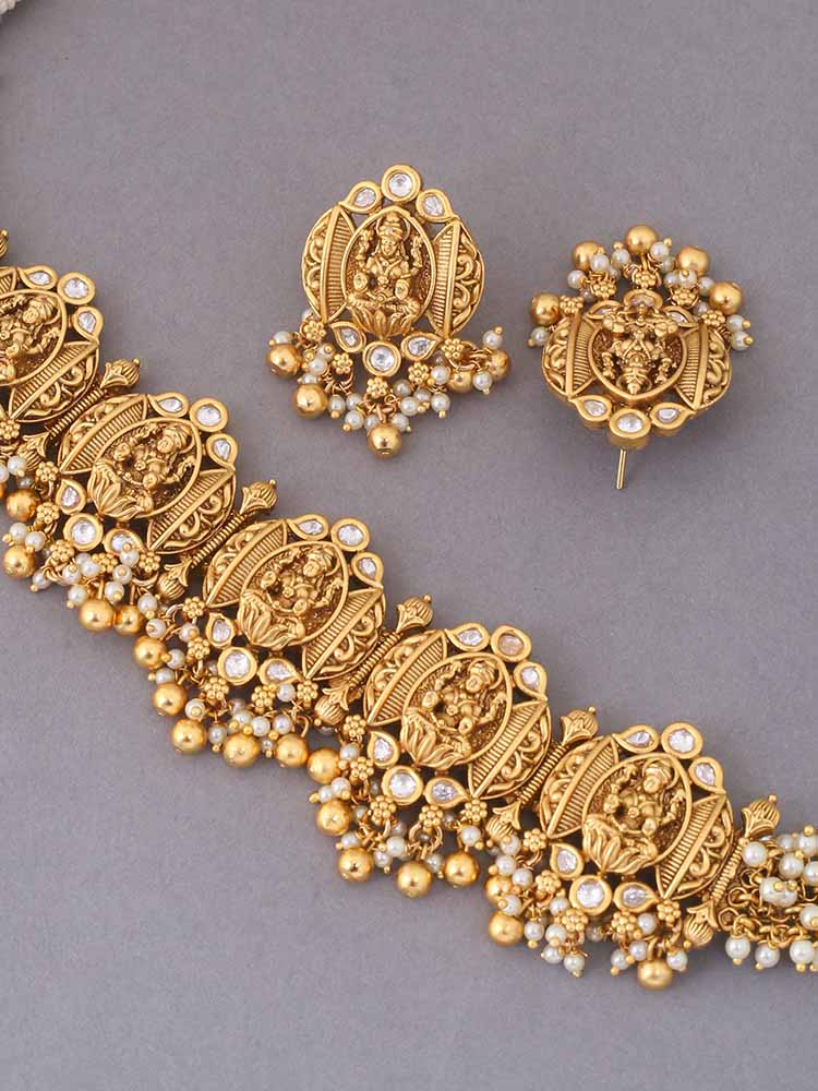 Golden Bagalamukhi Temple Jewellery Set - Image 4