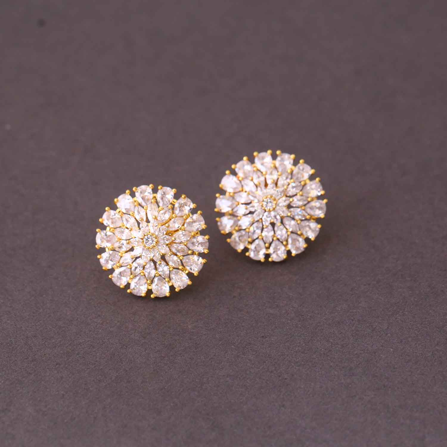 Golden Barhee Zirconia Studs - Image 3