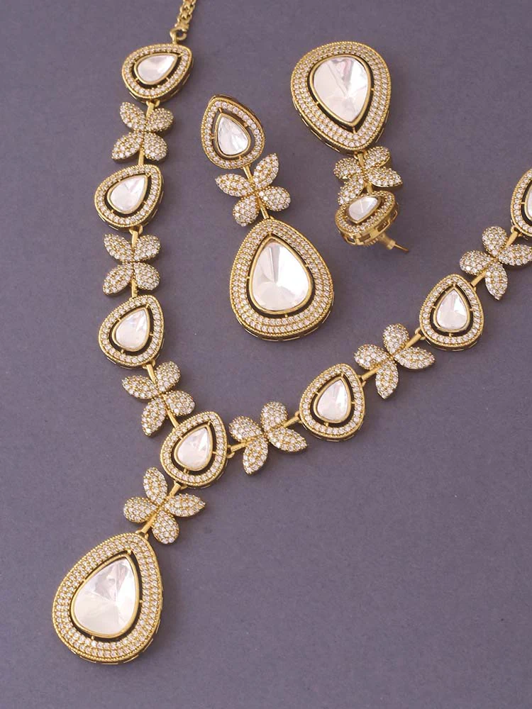 Golden Belcia Zirconia Jewellery Set - Image 4