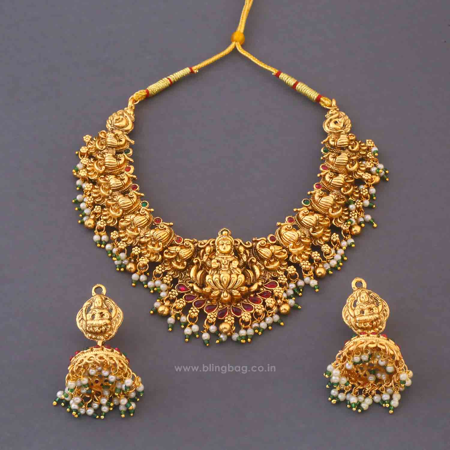 Golden Bhadrakaliya Bridal Temple Jewellery Set - New Arrival - Image 4