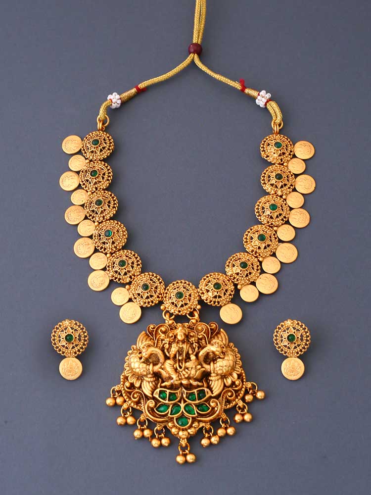 Golden Bhavani Temple Jewellery Set - New Arrival - Image 3