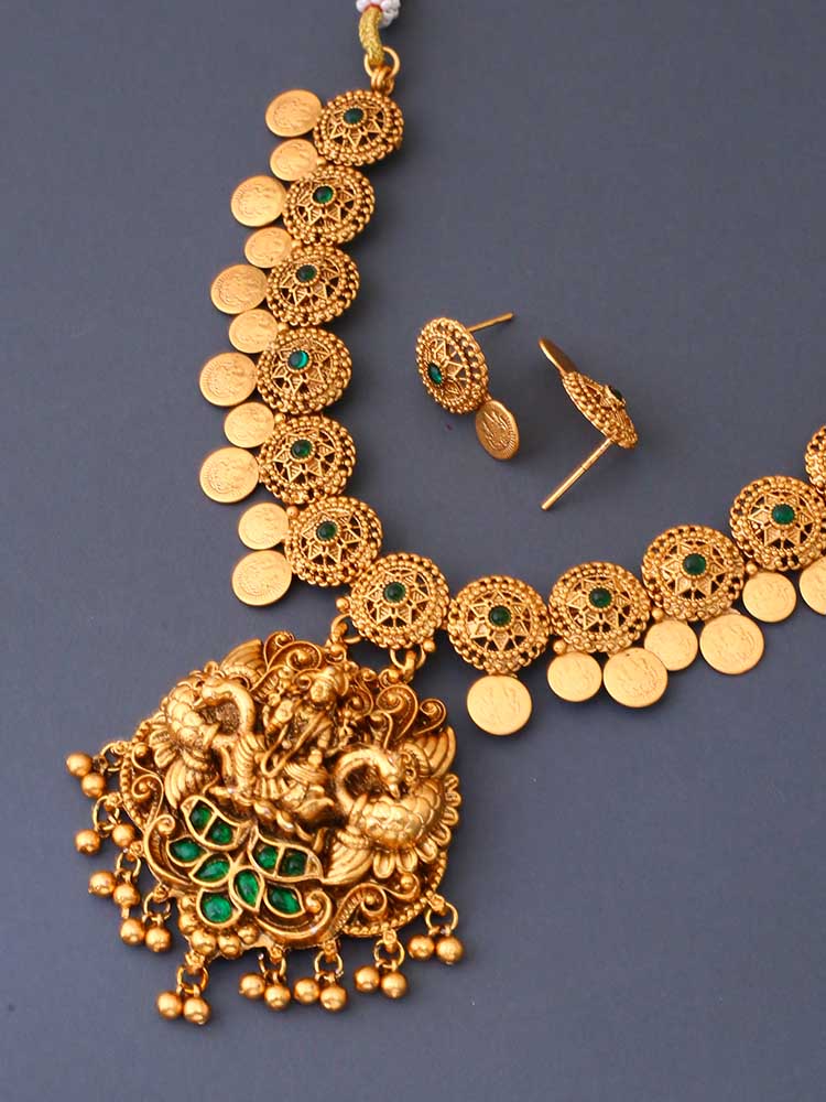 Golden Bhavani Temple Jewellery Set - New Arrival - Image 4