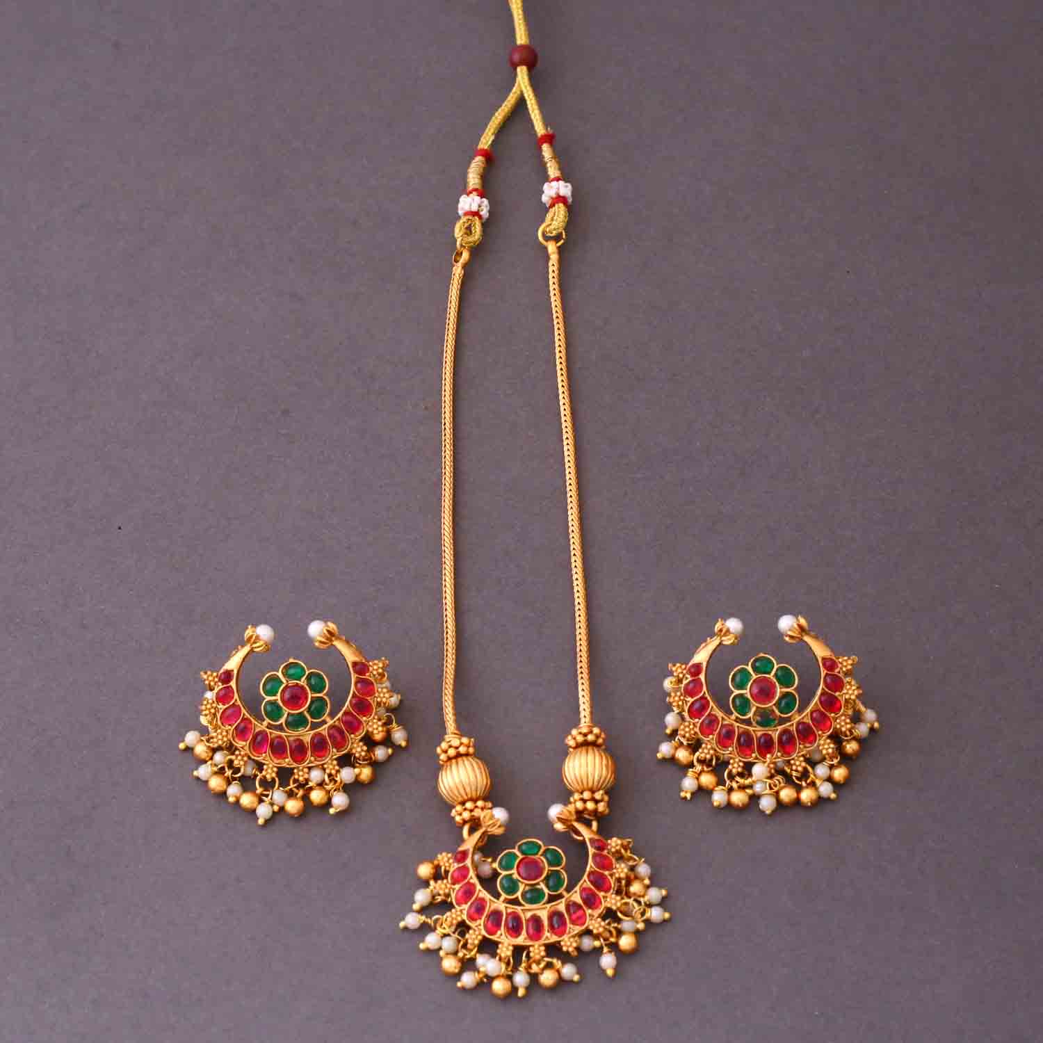 Golden Bhavna Antique Pendant Set - New Arrival - Image 3