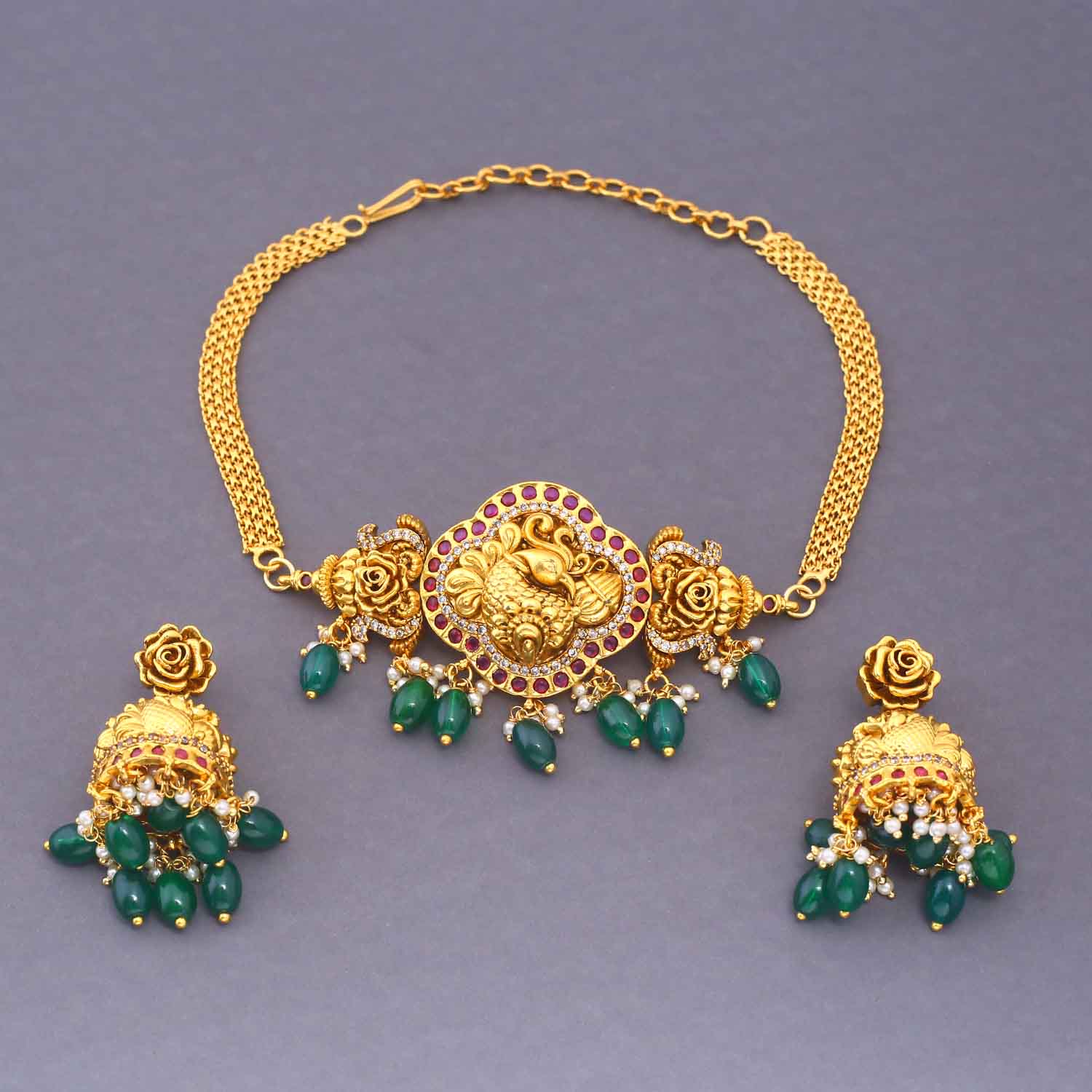 Golden Bijali Antique Jewellery Set - New Arrival - Image 3