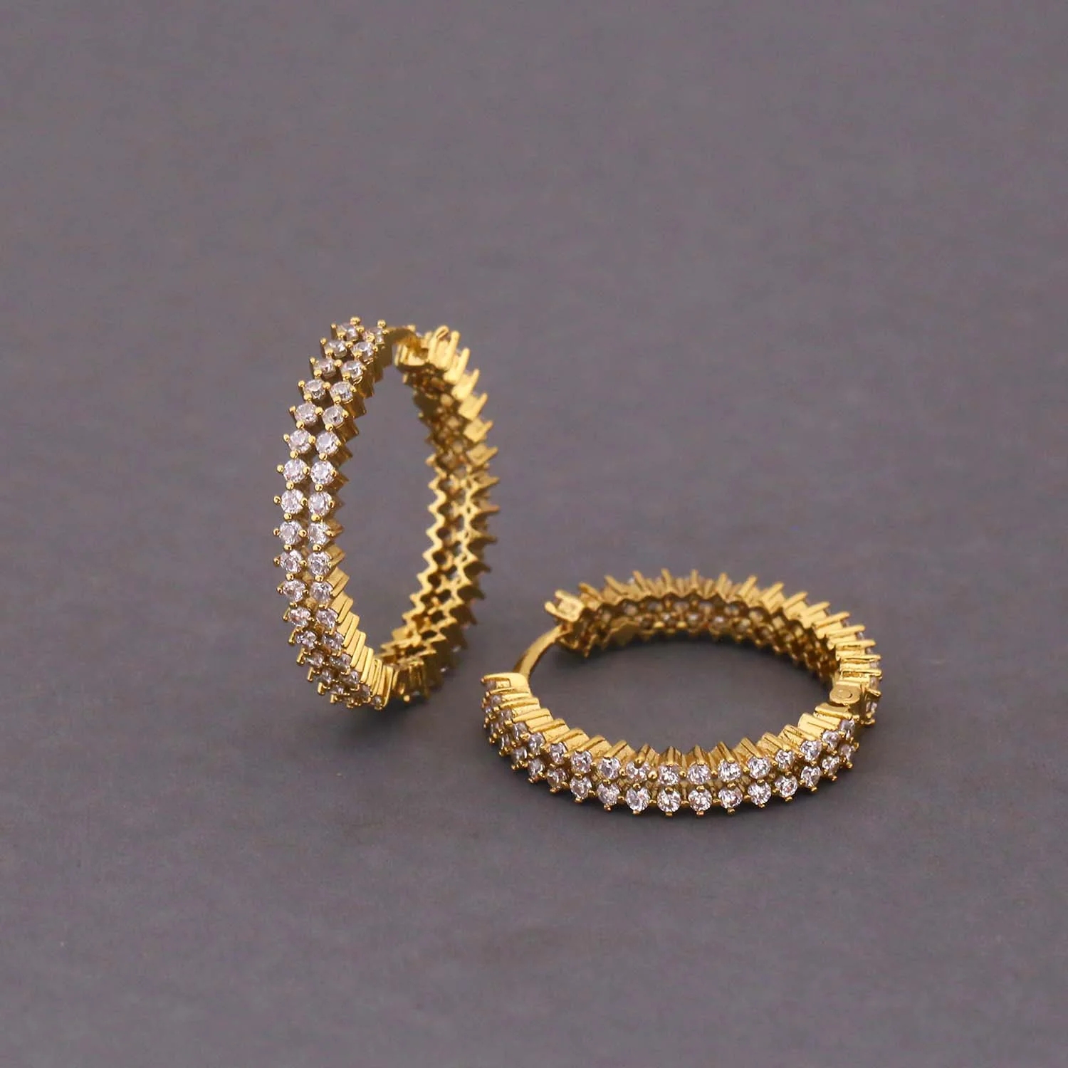 Golden Cleo Zirconia Hoops - Image 3