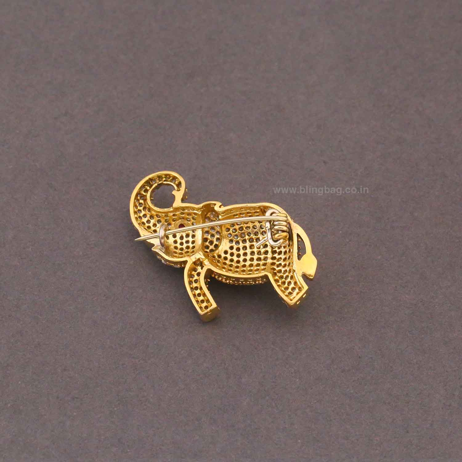 Golden Crytsal Gajraj Brooch - Image 5