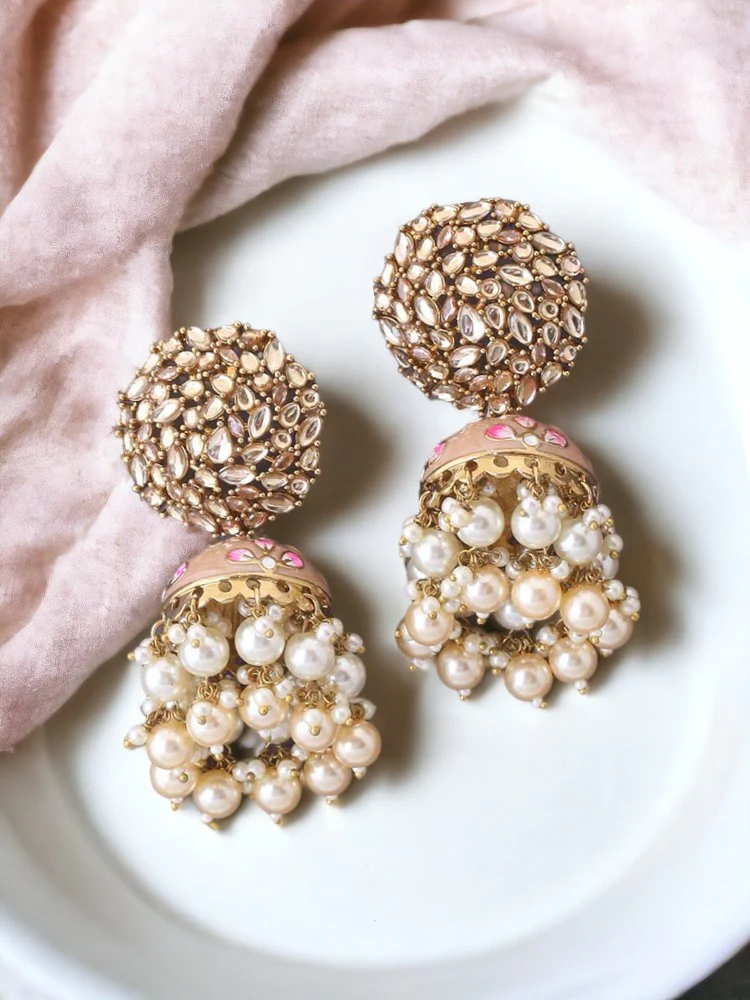 Golden Daliha Jhumkis - EOSS - Image 2