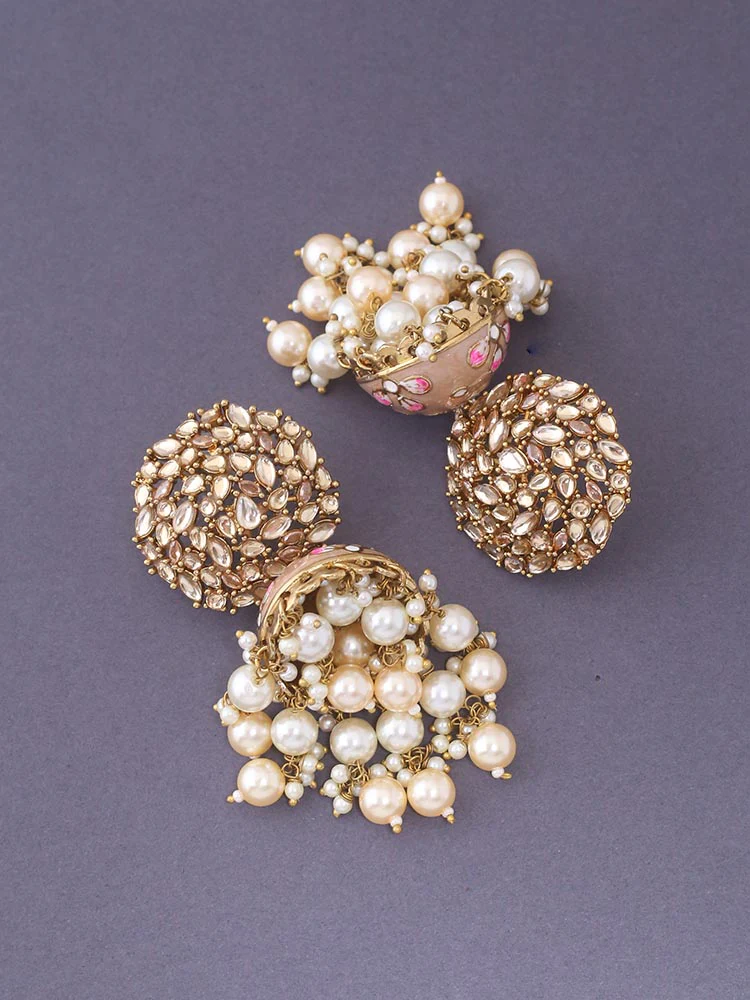Golden Daliha Jhumkis - EOSS - Image 4