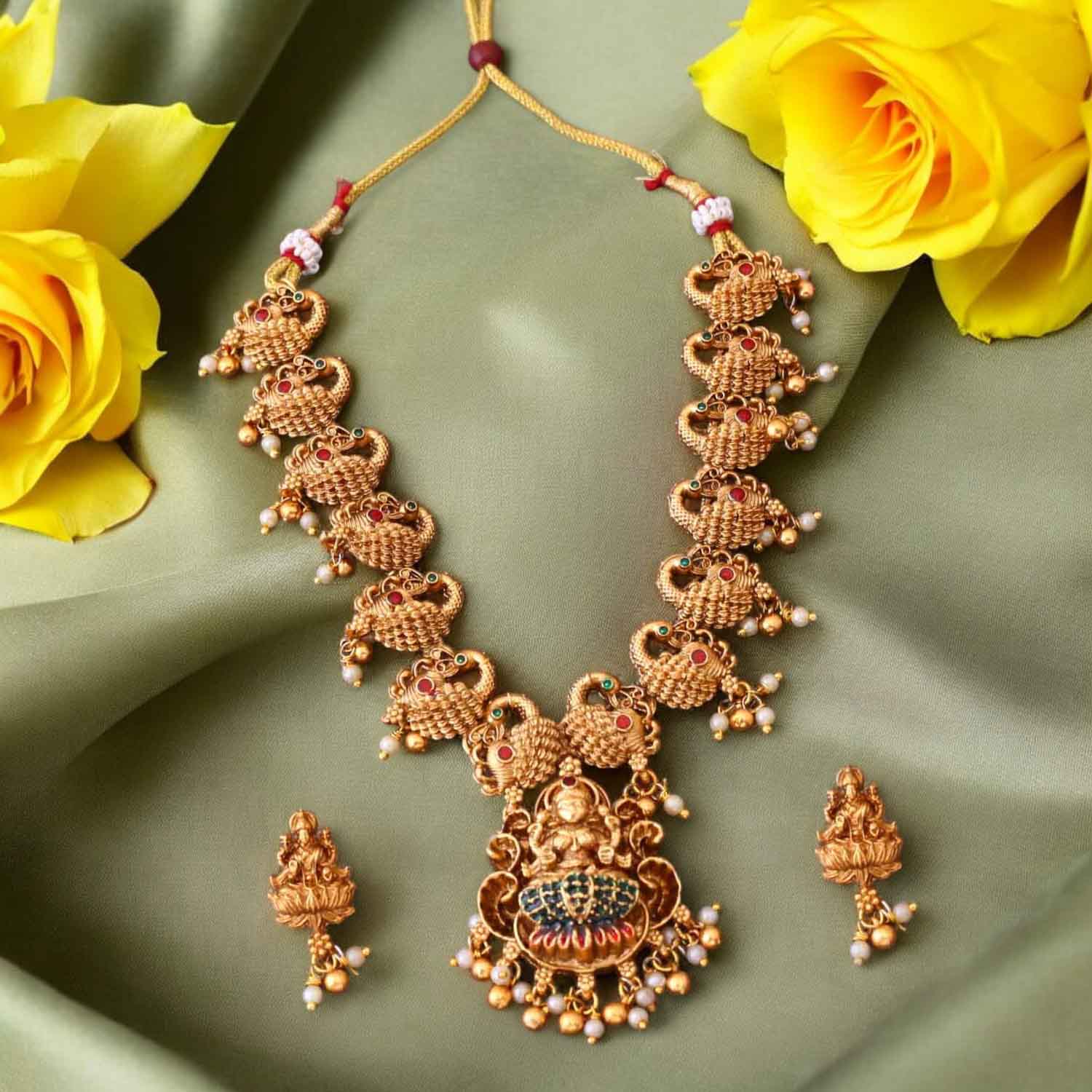 Golden Dhoomavati Temple Jewellery Set - New Arrival