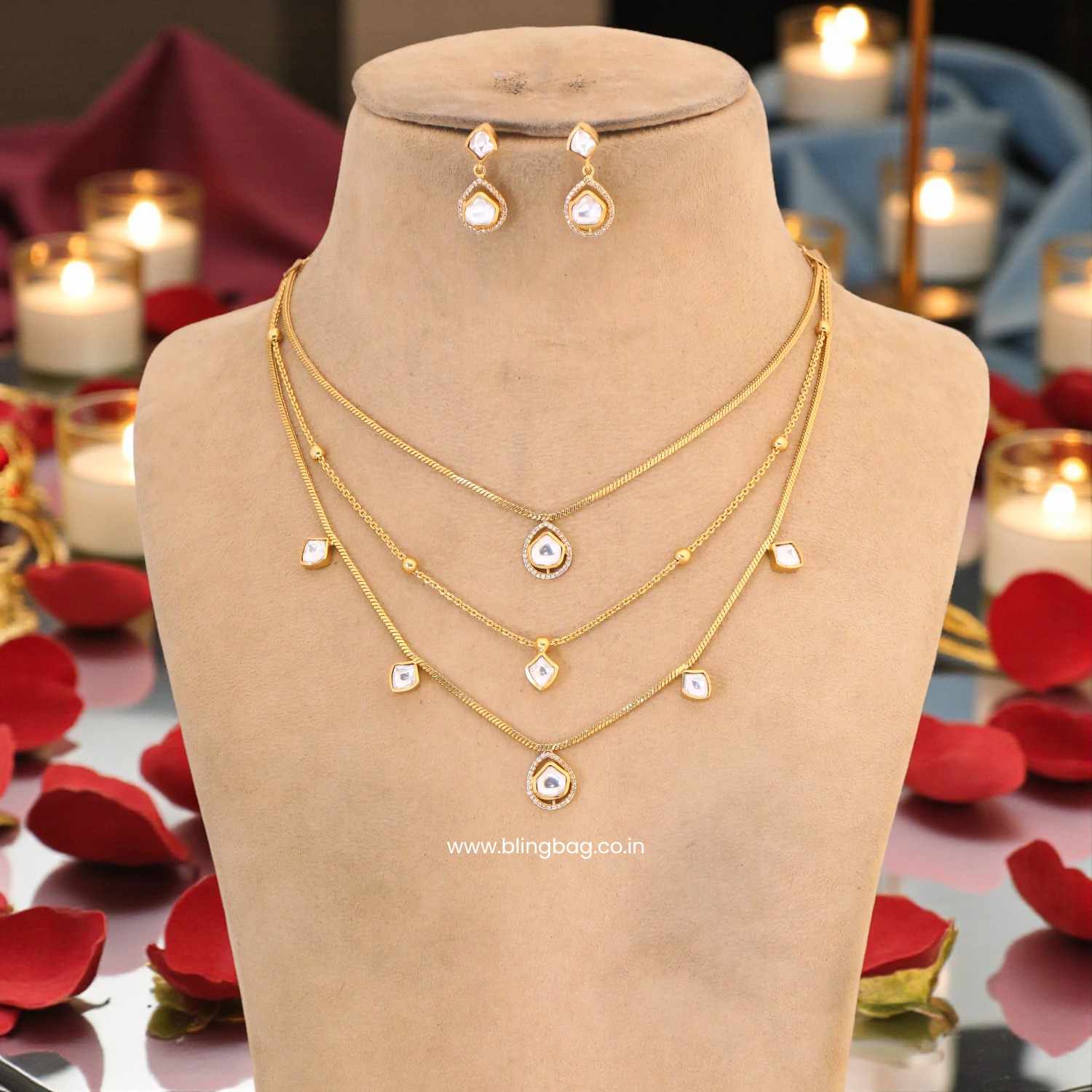 Golden Diyashi Antique Jewellery Set - Image 3