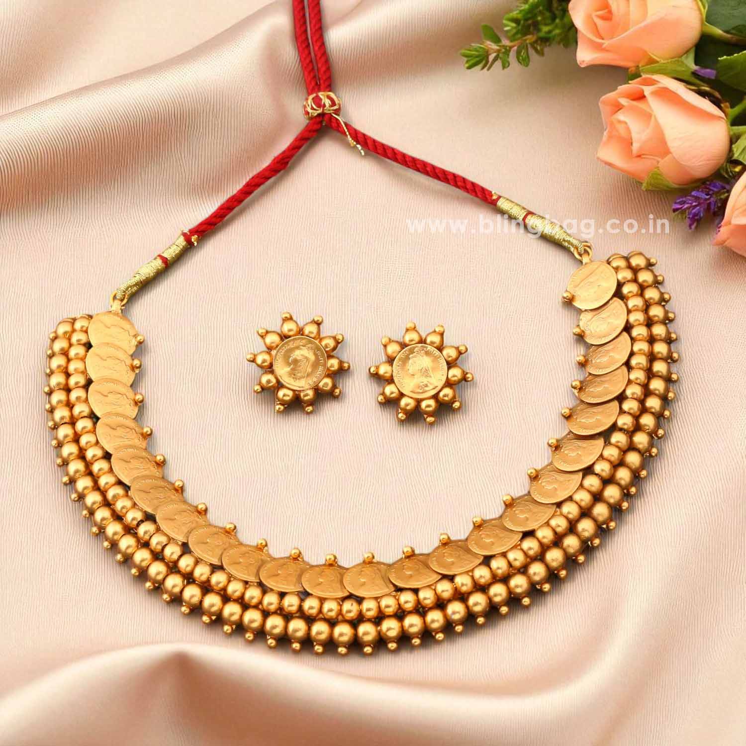 Golden Drinushri Temple Jewellery Set - New Arrival - Image 2