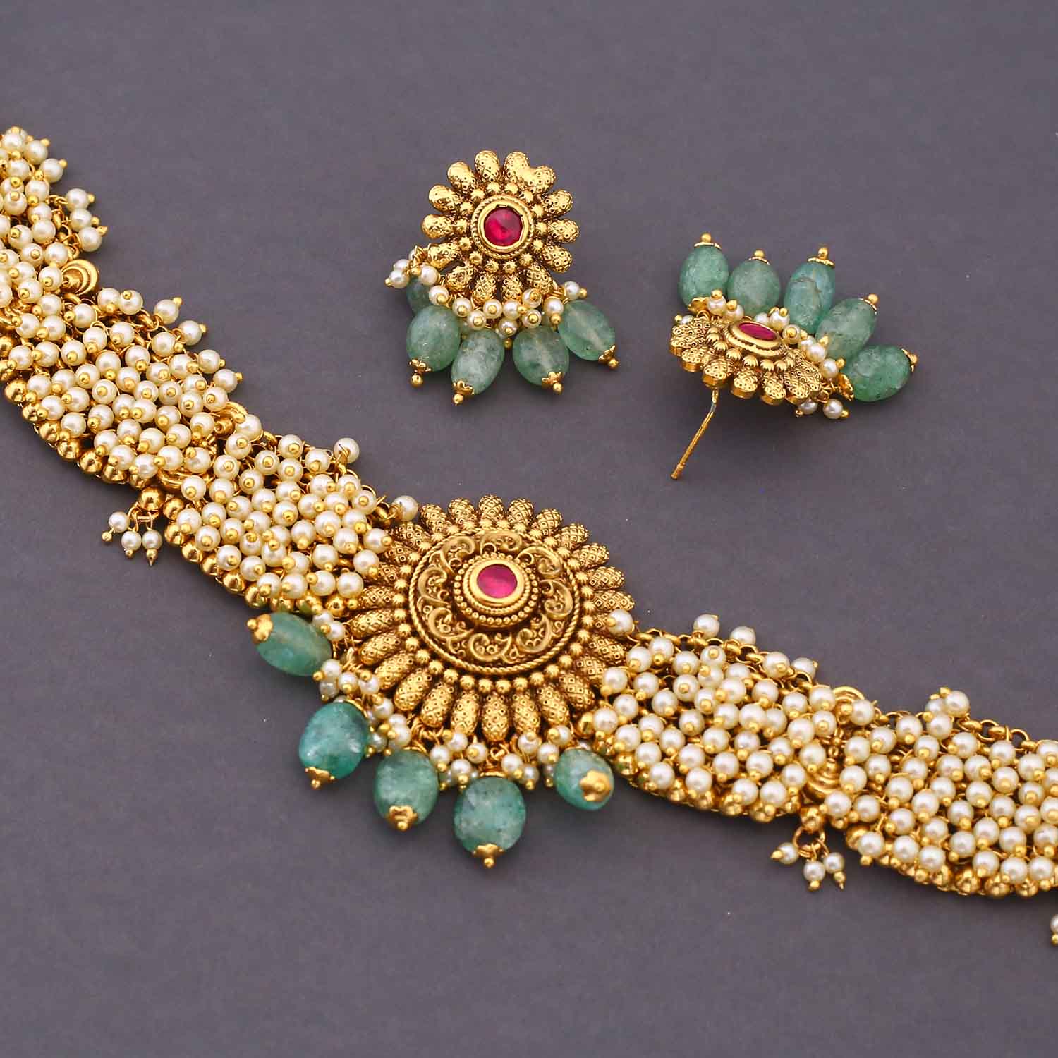Golden Drisana Antique Jewellery Set - Image 4