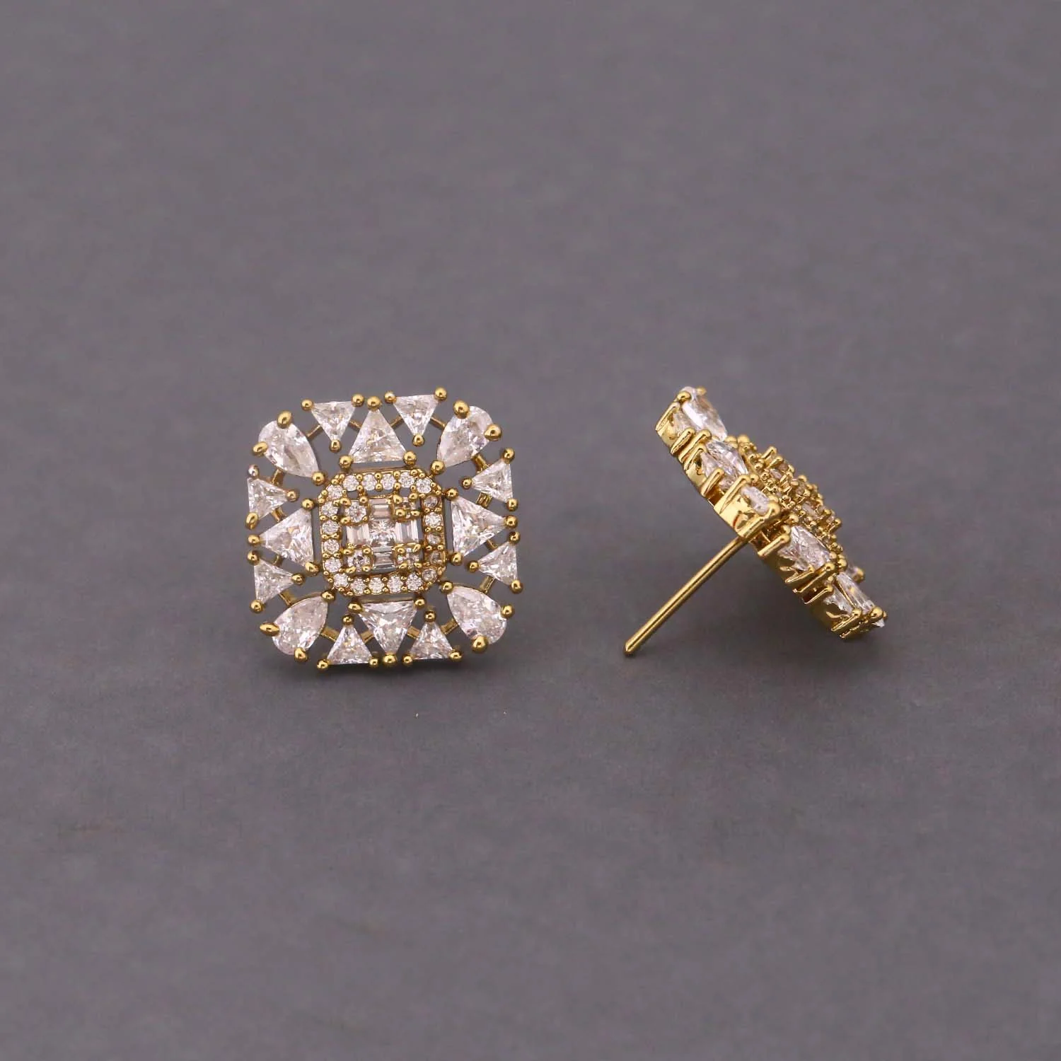 Golden Eiffran Zirconia Studs - Image 3