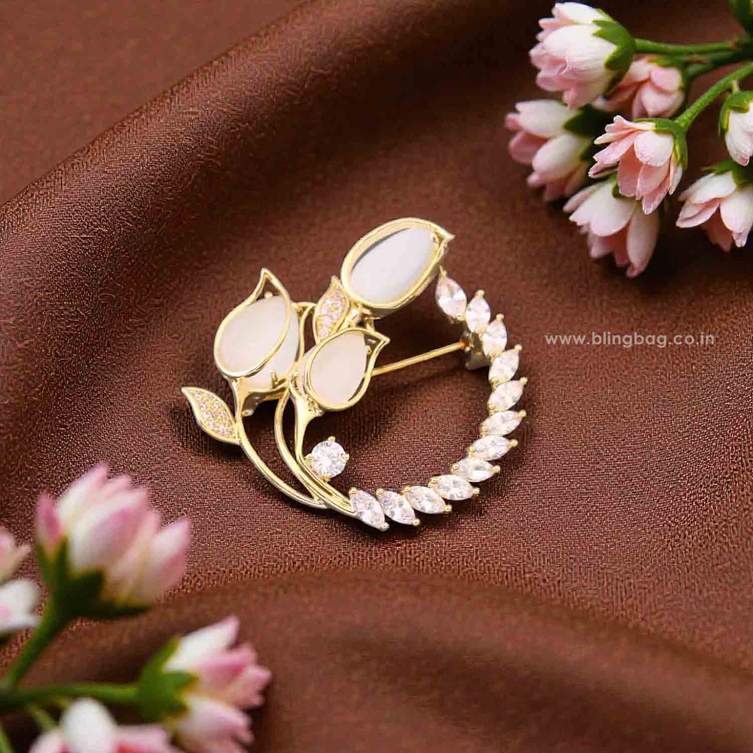Golden Flower Crown Brooch - Image 2
