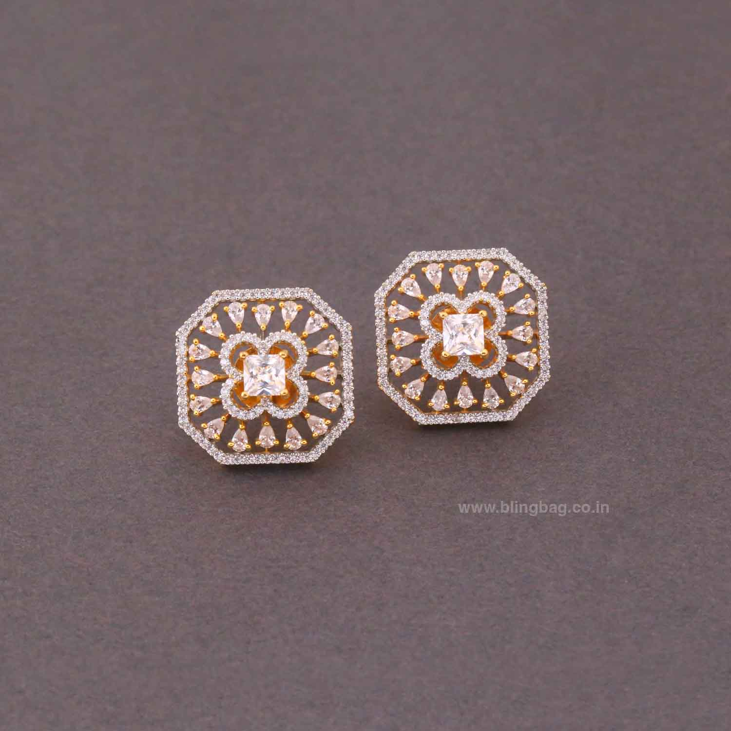 Golden Gareie Zirconia Studs - Image 3