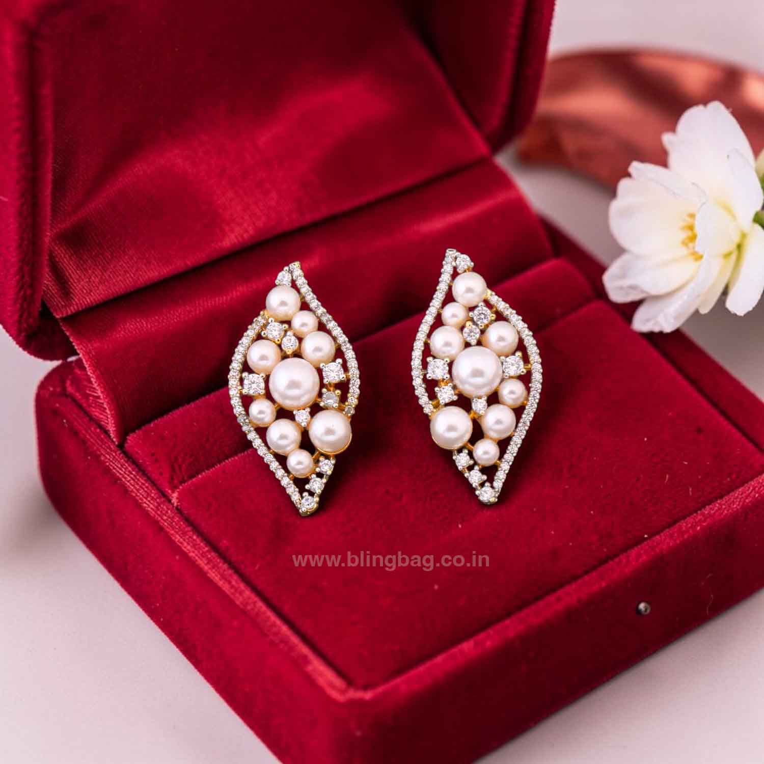 Golden Garina Zirconia Studs - Image 2