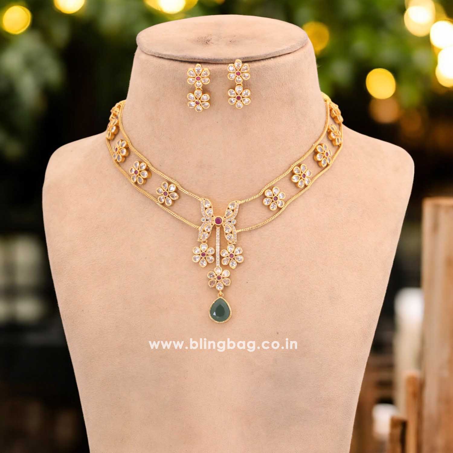 Golden Geetakshi Antique Jewellery Set - New Arrival - Image 2