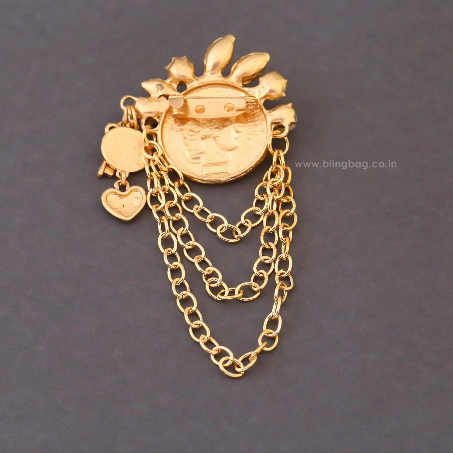 Golden Gilded Coin Brooch - Image 4