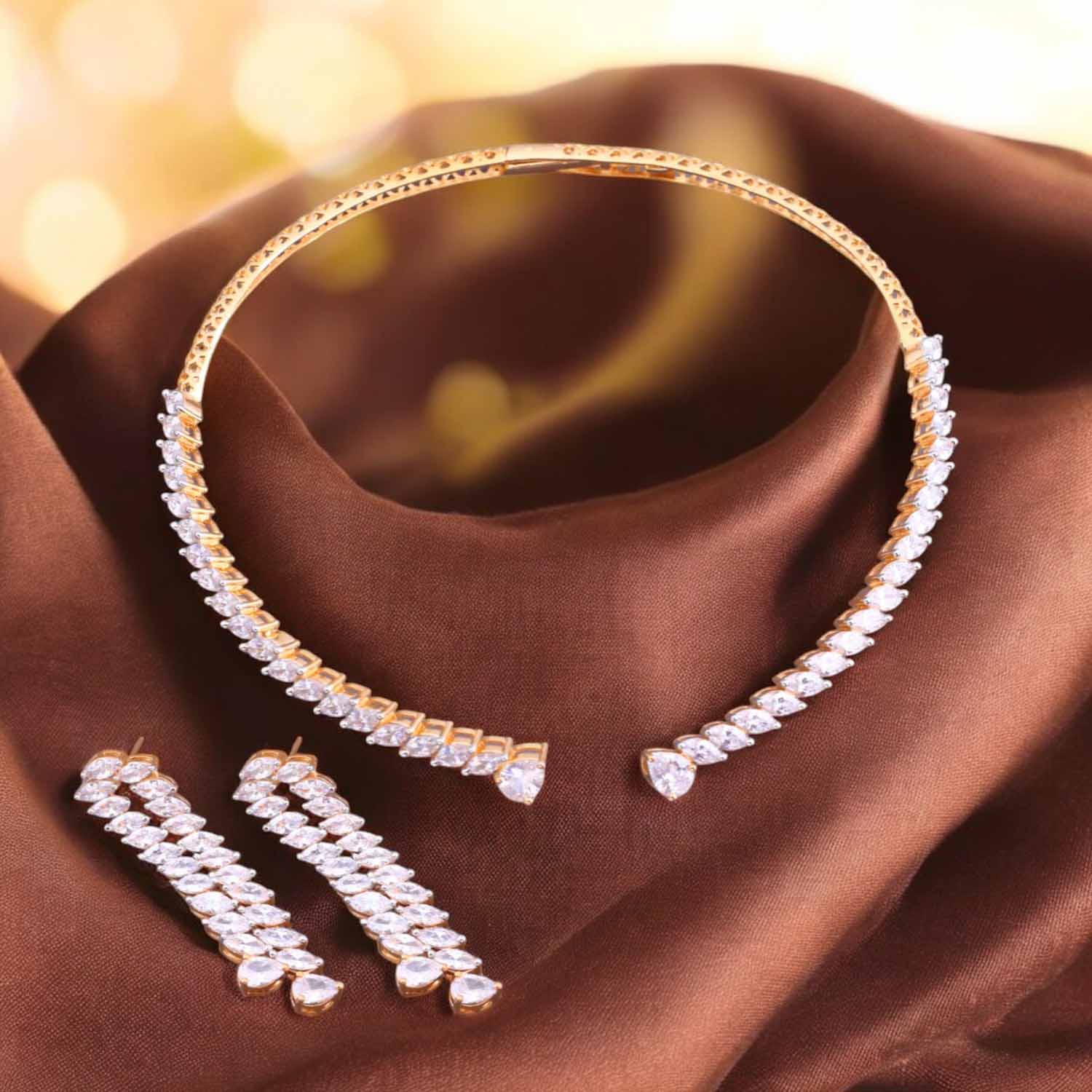 Golden Glisey Hasli Zirconia Jewellery Set